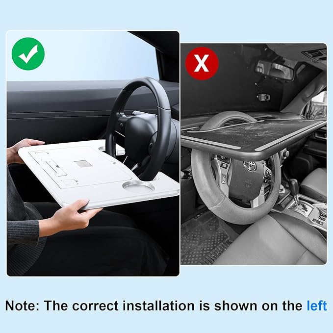 3 in1 Car Steering Wheel Tray Table for Laptop, Height Adjustable Car Table Tray for Driver, Car Food Tray with Drinks Holder,Multipurpose Travel Car Accessories for Long Road Trips-White