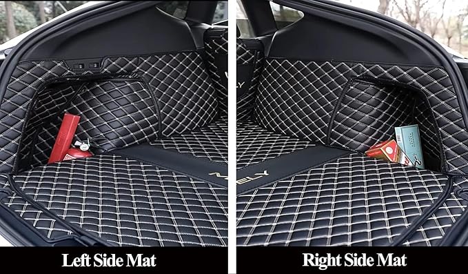 Trunk Liner Cargo Mats for 95% Car Models (Back Seat Protector + Cargo Protector + Both Side Wall Panel) Custom Fit, Full Coverage -Black with Gold Stitching
