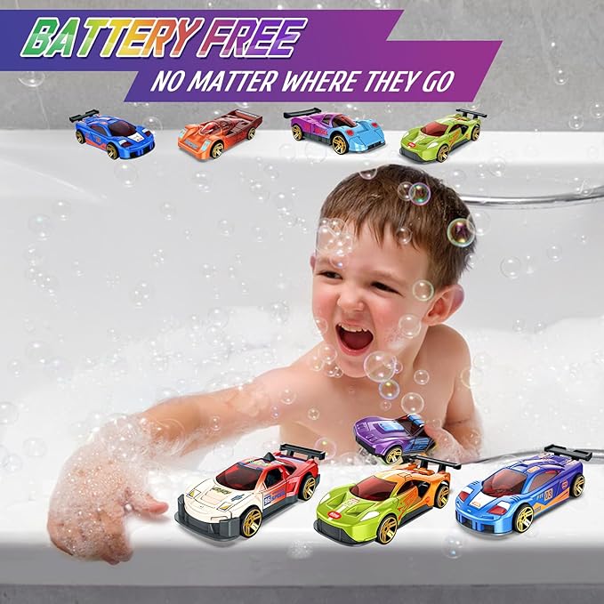 Color Changing Cars Toys Bath Toys for Kids Ages 1-3 4-8 Easter Basket Stuffers for Kids Grandkids Pool Water Toys Boys Birthday Easter Egg Fillers Car Sensory Die-Cast Toys