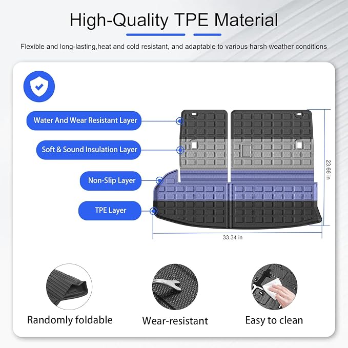 Xipoo Cargo Mat Compatible with 2014-2019 Toyota Highlander Trunk Mat Backrest Trunk Liner Cargo Liner Replacement for 2014-2019 Highlander Accessories