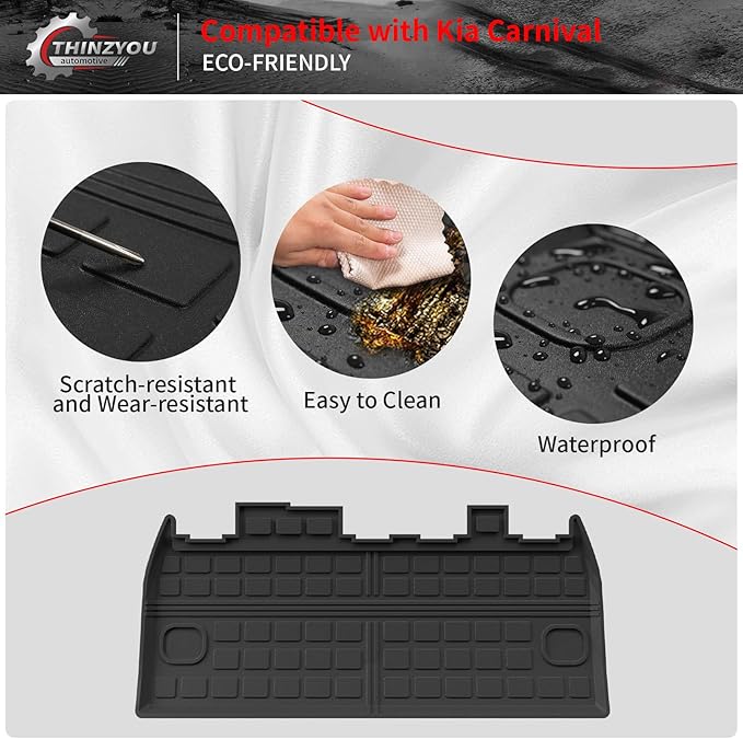 Cargo Mat Compatible with 2022-2025 2026 Kia Carnival & 2025 2026 Carnival Hybrid Trunk Mat Cargo Liner Trunk Liner TPE All Weather Back Seat Cover Protector 2024 Carnival Accessories