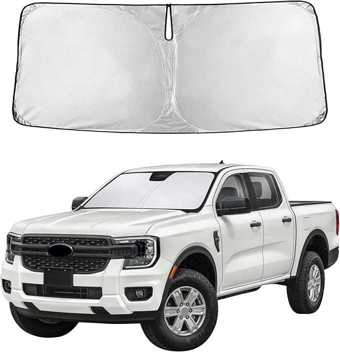 Autovir Windshield Sun Shade Fit for 2019-2024 2025 2026 Ford Ranger Sun Shade, Front Window Sun Visor, UV Protection, Heat Blocker, Foldable Car Accessories