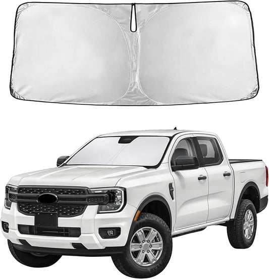 Autovir Windshield Sun Shade Fit for 2019-2024 2025 2026 Ford Ranger Sun Shade, Front Window Sun Visor, UV Protection, Heat Blocker, Foldable Car Accessories