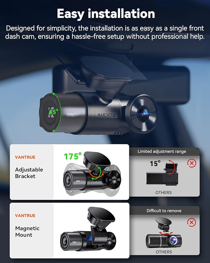 Vantrue N2X 2.7K Dash Cam Front and Inside, 5G WiFi Dual Dash Camera for Car with HDR IR Night Vision, STARVIS 2, GPS, 2.5K/60FPS, G-Sensor, 24/7 Parking Mode, Voice Control, Support 512GB Max