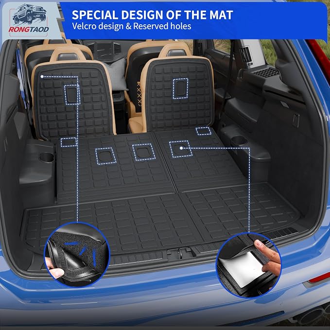Rongtaod Floor Mats Compatible with 2020-2025 Hyundai Palisade 7 Seats Cargo Mat 2nd&3rd Row Kick Mat 2024 Palisade Accessories (2nd Row Backrest Mat+Trunk Mat with Backrest Mat+Floor Mats)