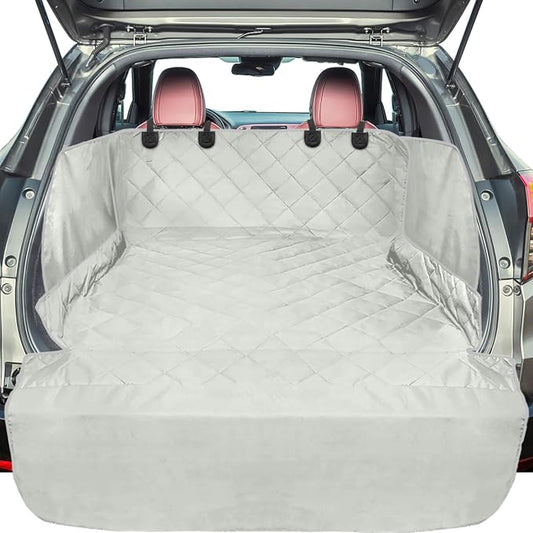 Veckle SUV Cargo Liner for Dogs with Side Flaps, Large (54" x 93") Water Resistant Trunk Cover, Non-Slip Pet Area Protector with Bumper Flap, Universal Fit for SUVs Sedans Vans, Gray