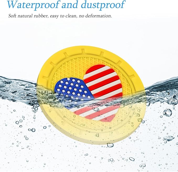 AUCELI 2 Pack Car Cup Holder Coasters, Colored American Flag US Flag Insert Car Cup Coaster, 2.75 Inch Anti Slip Shockproof Embedded Drink Mat, Vehicle Interior Decor Accessories