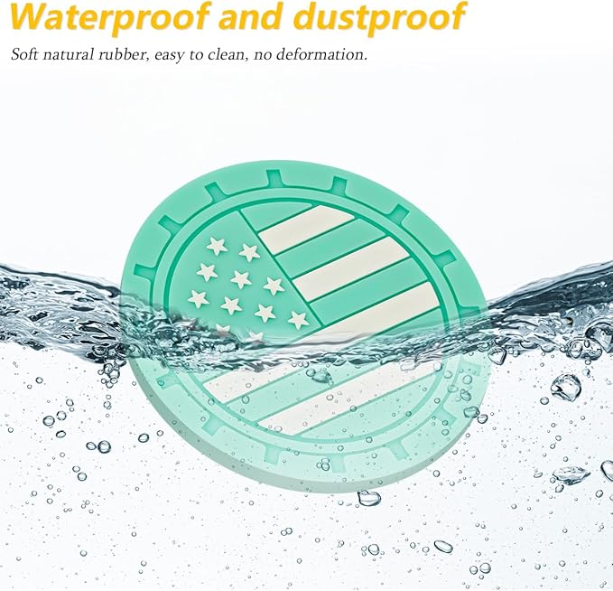 Osilly Car Cup Holder Coasters, 4 Pack American Flag Insert Car Cup Coaster, 2.75 Inch PVC Anti Slip Shockproof Embedded Drink Mat, Car Interior Decoration Accessories for SUV, Truck(Green)