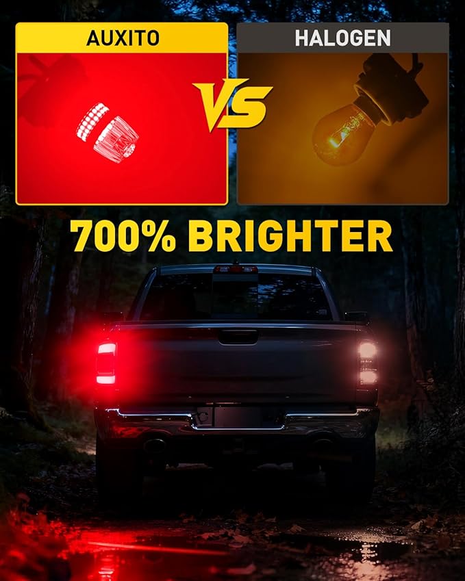 AUXITO Latest 1156 LED Bulbs Red Brake Lights Tail Lights, 700% Brighter 7506 BA15S P21W 1141 1003 LED Bulbs with Projector for Stop Third Brake Backup Reverse Tail Turn Signal Marker Light, Pack of 2