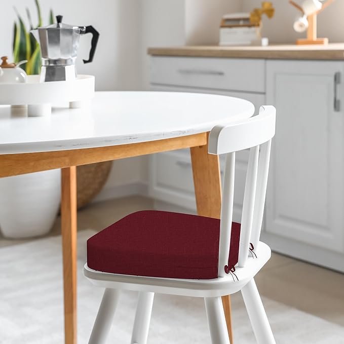 17'' x 16'' x 2.5"Thick Chair Cushions for Dining Chairs, 4 Pack WaterProof Easy Clean Kitchen Chair Pads with Ties and Non-Slip Backing - 30D High Elastic Foam Soft Kitchen Chair Cushions