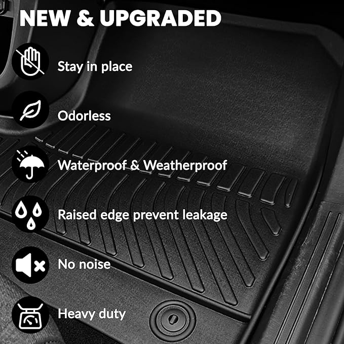 Auxko All Weather Floor Mats Fit for Kia Telluride 2020-2025 with 2nd Bucket Seat Without Center Console Liner Telluride Accessory All Season Guard Odorless Anti-Slip Floor Mat