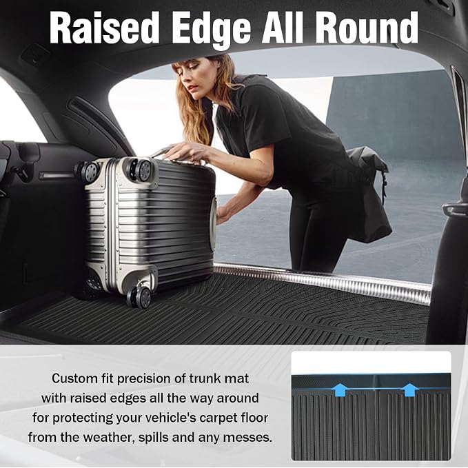 Yakitoko 3D TPE Car Trunk Cargo Liner Mat for 2015-2020 Chevrolet Suburban and GMC Yukon XL 7/8 Seat with Backrest Mat Custom Fit All-Weather Waterproof Floor Protection, Heavy Duty & Odorless