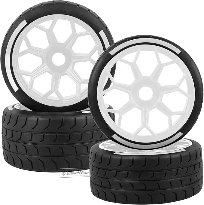 RC Wheels and Tires for 1/7 Felony 6S BLX,RC Truck Tires RC Wheels and RC Tires,4pcs Highway Tires(2 Big 2 Small,White