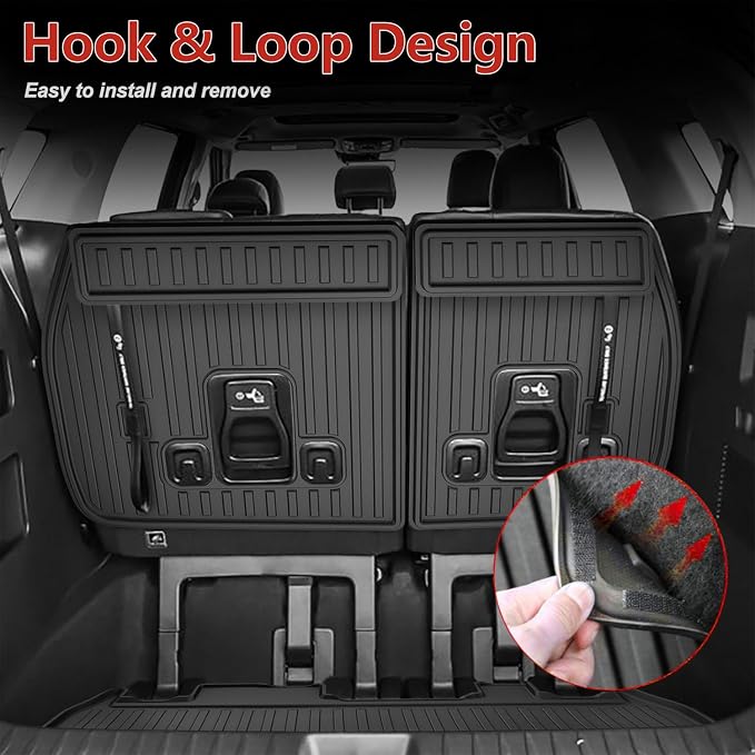 7PCS Cargo Mat for Kia Carnival 2022-2026 / Carnival Hybrid 2025 2026 Cargo Liner with Backrest Mat TPE All Weather Trunk Mat 3rd Row Back Seat Cover Protector 2025 Carnival Accessories