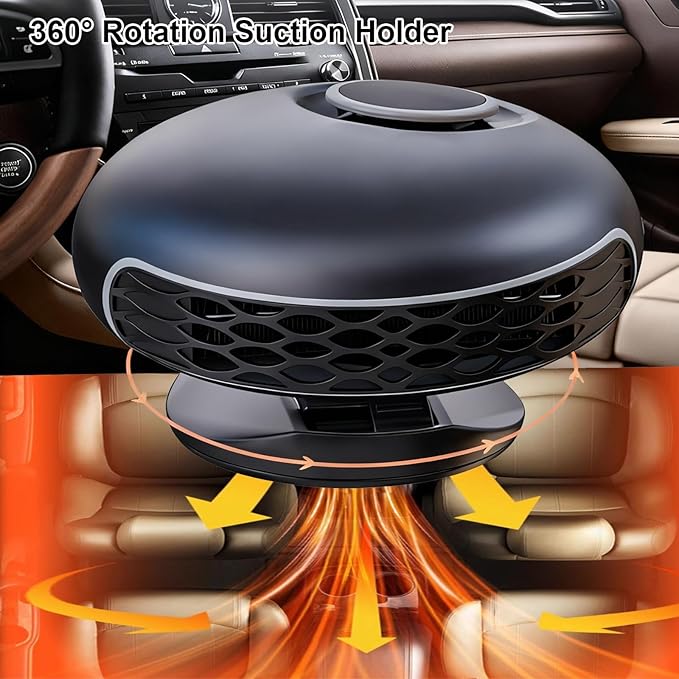 Car Heater, 12V 180W 2IN1 Heating & Cooling Fan, Portable Defroster for Car Windshield, with Plugs in Cigarette Lighter,Fast Heating Defrost Defogger with Suction Holder