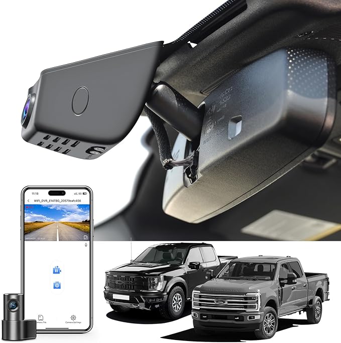 Mangoal Front 4K & Rear 1080P Dash Cam fit for Ford F150 2018-2026 F250/F350/F450 Super Duty 2020-2026 XLT Lariat King Ranch Raptor Limited Platinum (Model A), Free App & WiFi, GPS, 128GB Card
