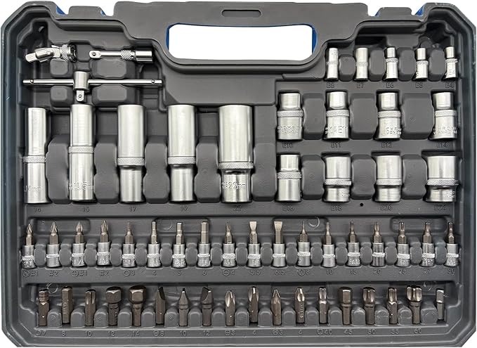 Automotive Tool Set - 108pcs Pearl Nickel Mechanics 72-Tooth Ratchet Socket Set for Car Repair, 1/2" & 1/4" Drive Set, Heat-Treated Alloy Steel The Latest Technology Metric Car Tool Set