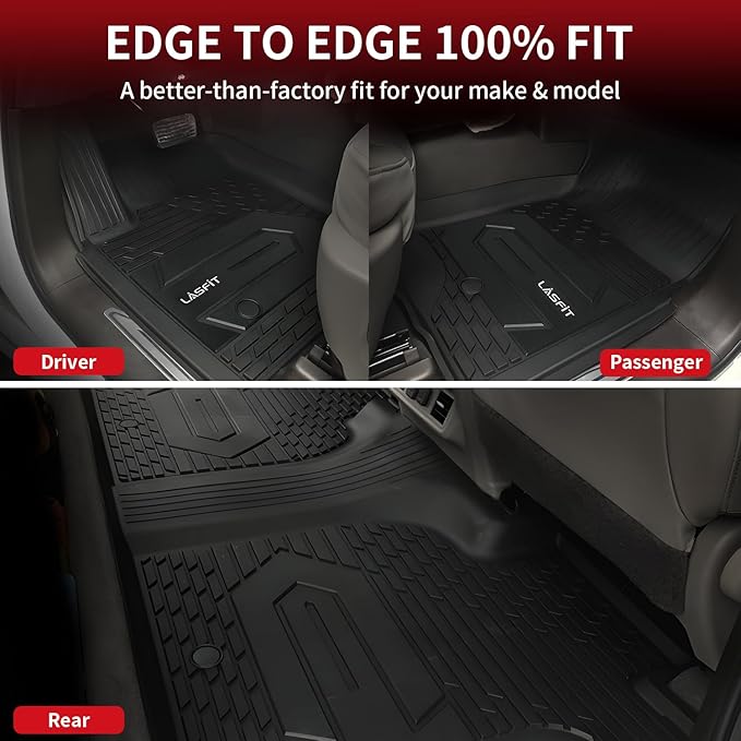 LASFIT Floor Mats 2019-2026 for Chevy Silverado/GMC Sierra 1500, 2020-2026 for 2500 HD/3500 HD, Crew Cab & Bucket Seat Only (Fit with Rear Under-Seat Storage Box, Not Fit 2nd Row Plastic Box), Black