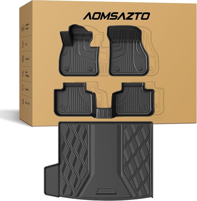 AOMSAZTO Floor Mats & Cargo Liner for BMW X1 2016-2022 (F48), 1st & 2nd Row All Weather Protection Floor Liners Waterproof Anti Skid Car Accessories