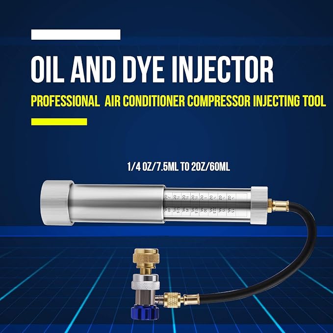 Lichamp AC Oil Injector R134A, R1234YF Refrigerant A/C Dye Injector Kit with Adjustable Coupler and Oil Checkers