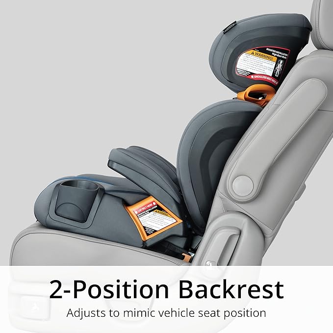 Chicco KidFit ClearTex Plus 2-in-1 Belt-Positioning Booster Car Seat, Backless and High Back Booster Seat, for Children Aged 4 Years and up and 40-100 lbs., Obsidian/Black