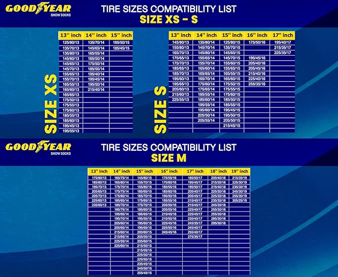 Goodyear Pro Snow Socks for Tires. Designed for All Tire Brands. Textile Chain Replacement for Optimal Traction in Snow & Ice. Easy Install. Emergency Winter Safety Solution, Multi-Season Use.