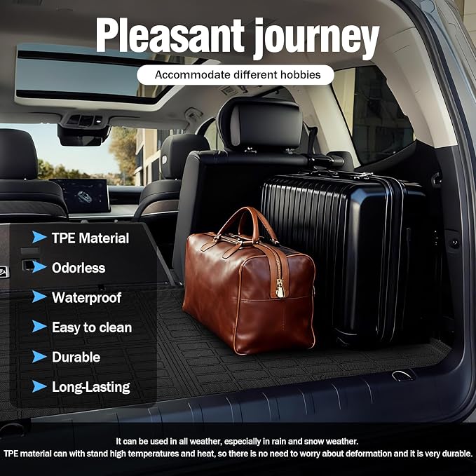 Yakitoko 3D TPE Car Trunk Cargo Liner Mat for Cadillac XT5 2017-2025 Custom Fit All-Weather Waterproof Floor Protection, Heavy Duty & Odorless