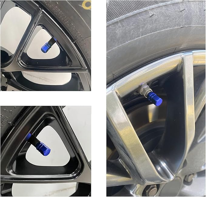 JUSTTOP Car Tire Valve Stem Caps, 12pcs Air Caps Cover, Universal for Cars, SUVs, Bike, Trucks and Motorcycles-Blue
