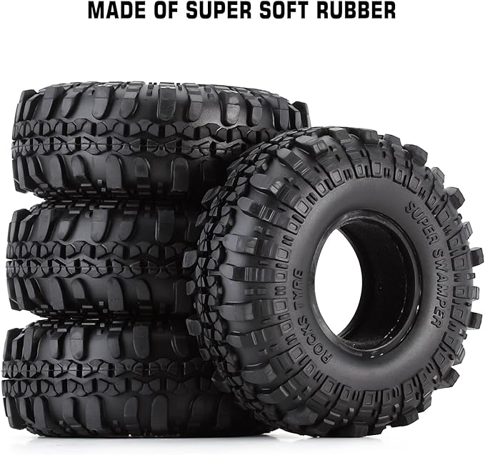 INJORA RC Tires 1.9inch 4Pcs RC Rubber Tyre Set Wheel Tires for 1:10 RC Crawler Axial SCX10 90046 SCX10 III AXI03007 Tamiya CC01 D90 D110