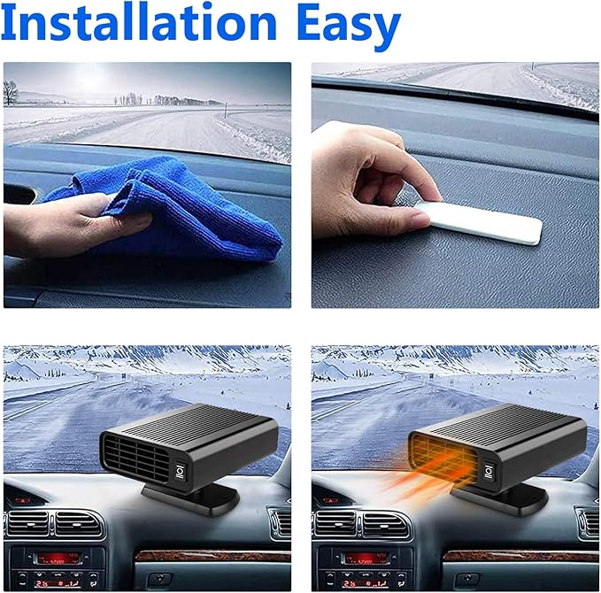 12V Car Heater -150W Portable Heater for Car Defroster, Car Heater that Plugs into Cigarette Lighter 2-in-1 Heating/Cooling Windscreen Heater Fan