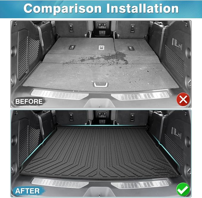Mixsuper Cargo Liner for 2021-2025 2026 Chevrolet Tahoe/GMC Yukon, Behind The 2nd Row Seats, All Weather Cargo Mat Rear Trunk Liner Black