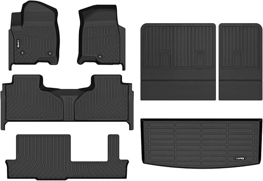 HAFIDI® Floor Mats & Cargo Liner & Seatback Cargo Set Fit for Chevrolet Chevy Tahoe & GMC Yukon 2021-2025 2026 (Not fit XL) (8 Seats) All Weather TPE Car Full Set Liners Custom Accessories-Black