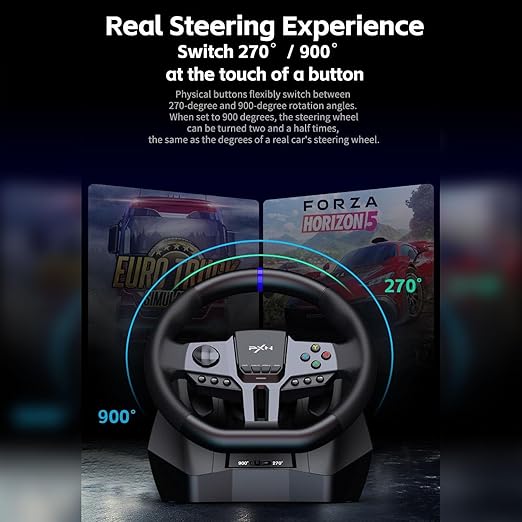 PXN PC Steering Wheel, Gaming Racing Wheel V9 GEN2 Universal USB Car Simulation 270/900° Race Driving Wheel With Pedals and Shifter for PC, Switch, Xbox One, Xbox Series X/S, PS4, PS3