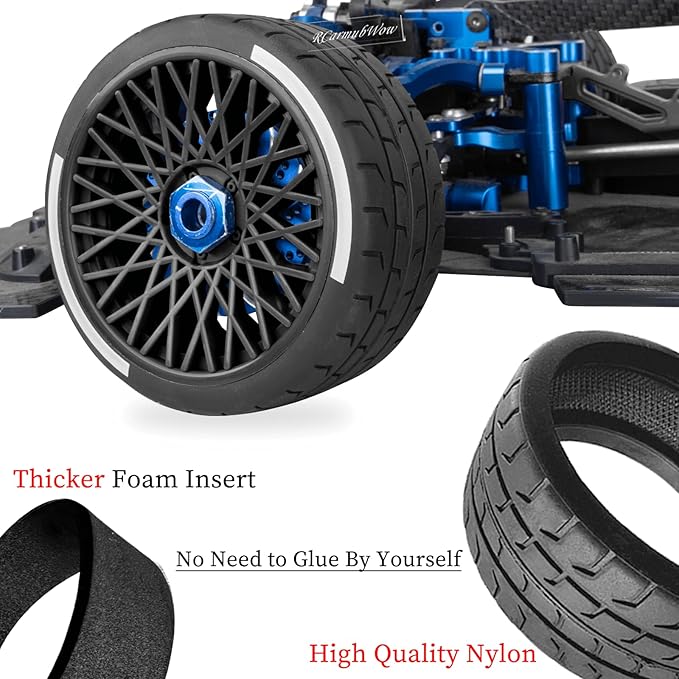 RC Wheels and Tires On Road Tire Tyre for 1/7 Felony 6S BLX,17mm Hex Plastic Wheels RC Truck Tires Highway Tire On Road Tyre,4pcs,Black