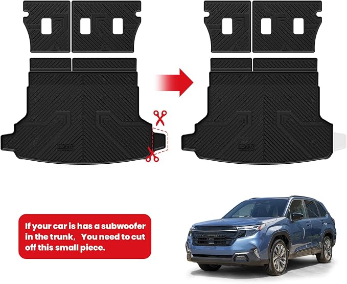 LASFIT Cargo Tray Mat & Backrest Mat for Subaru Forester 2025-2026 (Not Fit Hybrid & Wilderness), All Weather TPE Custom Fit Easy Clean Trunk Mat for Forester 2025 2026 Car Cagro Liners,Black
