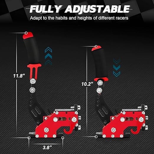 aikeec 64Bit PC USB Handbrake, Upgrade SIM Racing Games Handbrake for LO GITECH G25 G27 G29 T500 T300 THRUST MASTER FANATECOSW DIRT RALLY, 2M Nylon Cable/Reinforced Spring/Red+Clamp