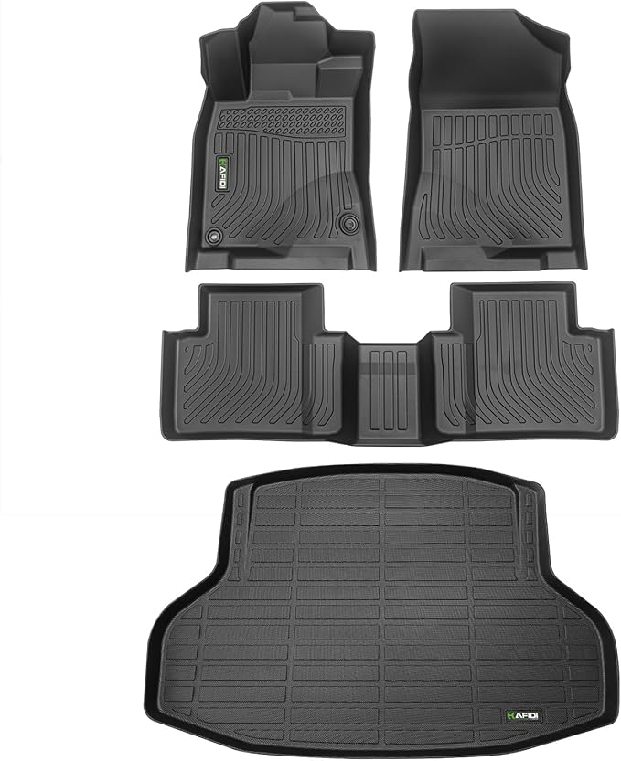 HAFIDI® Floor Mats & Cargo Liner Set Fit for 2016-2021 Honda Civic Sedan (Not for Hatchback/Coupe/Type R/Sport Touring/Sport) All Weather TPE Car Full Set Floor Liners Custom Accessories - Black