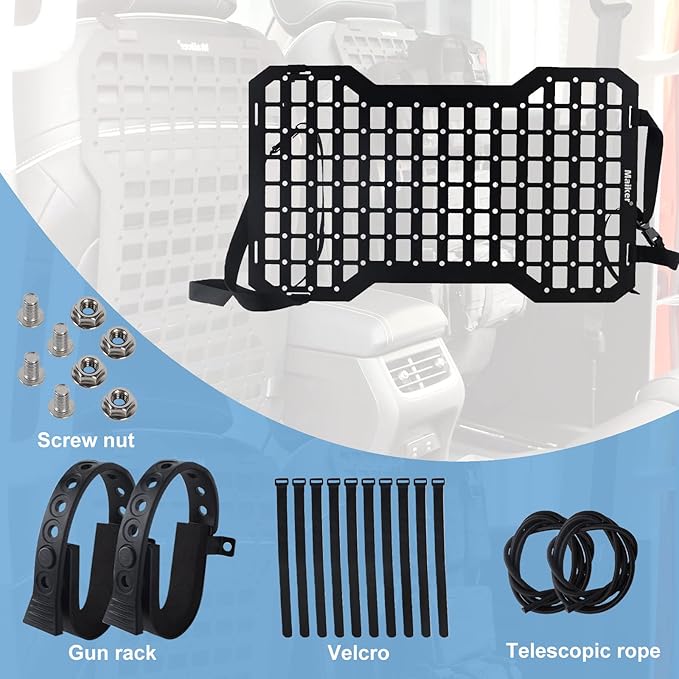 MAIKER Tactical Rigid Molle Insert Panels for Vehicles Car Seat Back Organizer Rifle Gun Rack Tactical Modular Storage Platform,2pcs