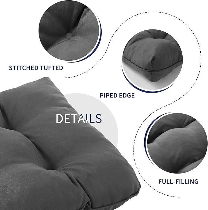 IPYNBAP Outdoor Bench Cushion, 48x18x5 Inch, Waterproof Bench Cushion for Outdoor/Indoor Furniture, Tufted Patio Bench Seat Cushion, Fade Resistant Outdoor Cushions for Porch Swing Couch, Dark Grey