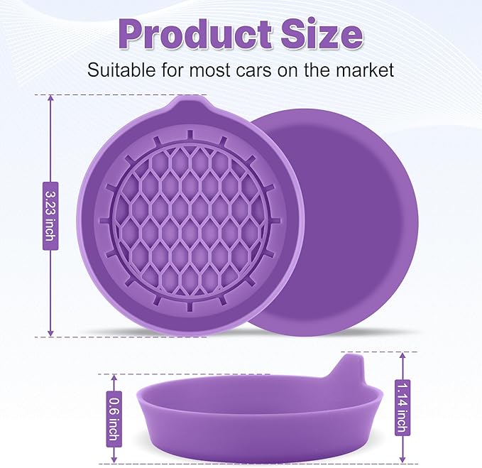 SINGARO Car Cup Holder Coaster, Silicone Cup Holder Insert, Universal Non-Slip Cup Holders, Car Accessories Interior for Women and Man 4 Pack Light Purple