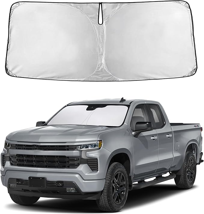 Autovir Windshield Sun Shade Fit for 2019-2024 2025 2026 Chevrolet Silverado 1500 Sun Shade, Front Window Sun Visor, UV Protection, Heat Blocker, Foldable Car Accessories