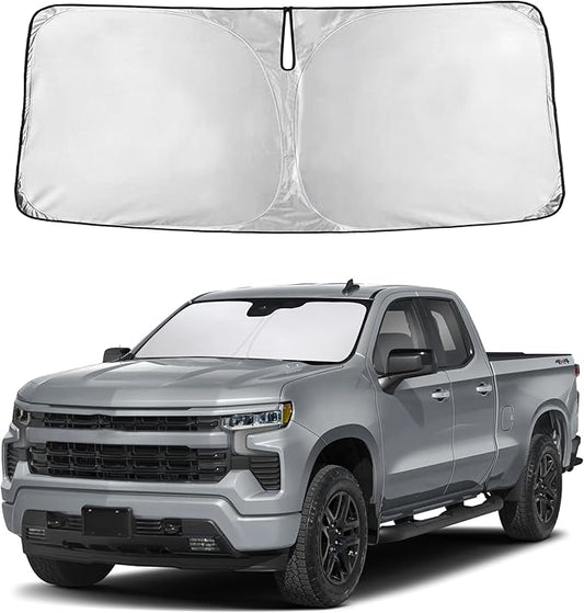 Autovir Windshield Sun Shade Fit for 2019-2024 2025 2026 Chevrolet Silverado 1500 Sun Shade, Front Window Sun Visor, UV Protection, Heat Blocker, Foldable Car Accessories