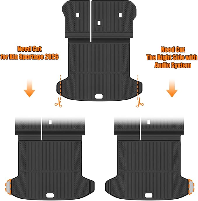 Auxko All Weather Cargo Mat with Backrest Mat Fit for Kia Sportage 2023-2025 2026 TPE Accessoris All Season Guard Odorless Anti-Slip Black