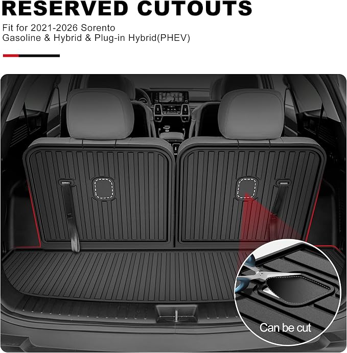 Cargo Mat Compatible with Kia Sorento 2021-2025 2026 Cargo Liner Trunk Mat with Seatback Mat TPE All Weather Back Seat Cover Protector 2025 Sorento Accessories Cargo Tray Backrest Mat