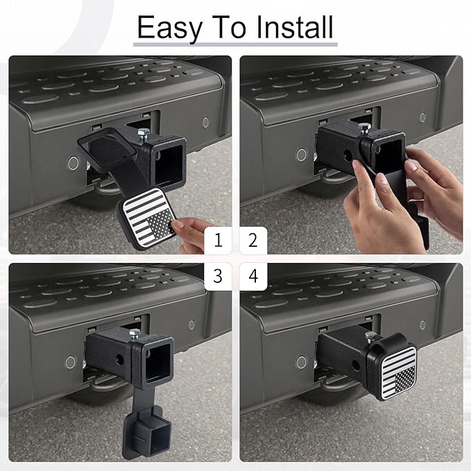 SINGARO 2 Inch Universal Flag Tow Hitch Covers, Trailer Hitch Cover Tube Plug Insert, Car Exterior Accessories, Receiver Tube Hitch Plug（American Flag-B）