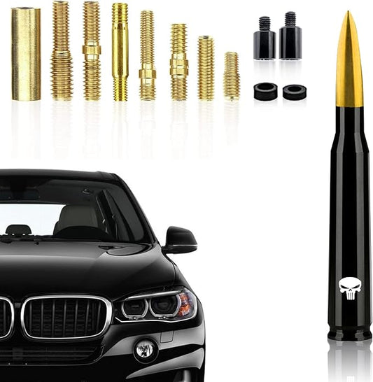Ajxn 1 PC Car Truck Bullet Antenna, Auto Antenna Mast, Suitable for GM Chevy Silverado 1500 2500 3500 HD Avalanche GMC Sierra 1500 2500 3500 Denali Heavy Duty Pickup Trucks Accessories (Gold #1)