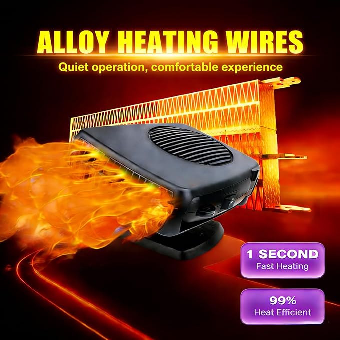 Car Heater, 12V Portable Car Heaters That Plugs Into Cigarette Lighter, 2 in1 Fast Heating and Cooling Defogger Demister for Vehicle, Car, RV, SUV