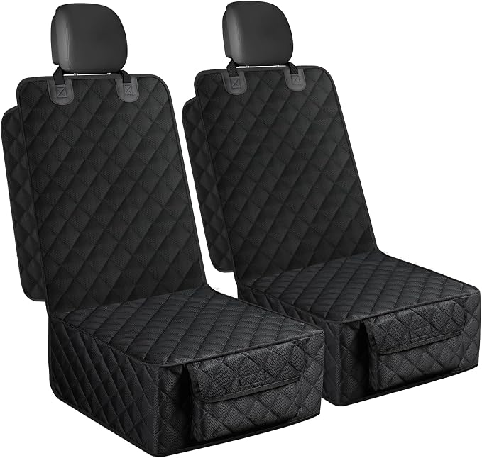 Dog Car Seat Cover, 2 Pack Waterproof Pet Front Seat Car Cover, Full Protection Dog Seat Protector with Side Flaps, Universal Size for Cars, Trucks, SUVs
