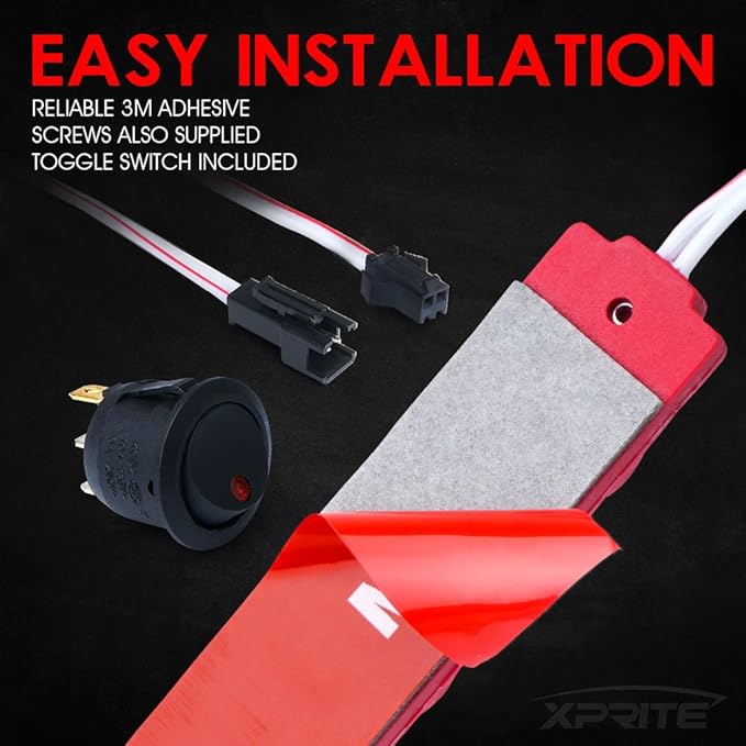 Xprite Red LED Truck Bed Light Kits Rock Lights with On/Off Switch, for Pickup Footwells, Running Boards, Cargo, Under Car, Tonneau Cover, Rail Lighting