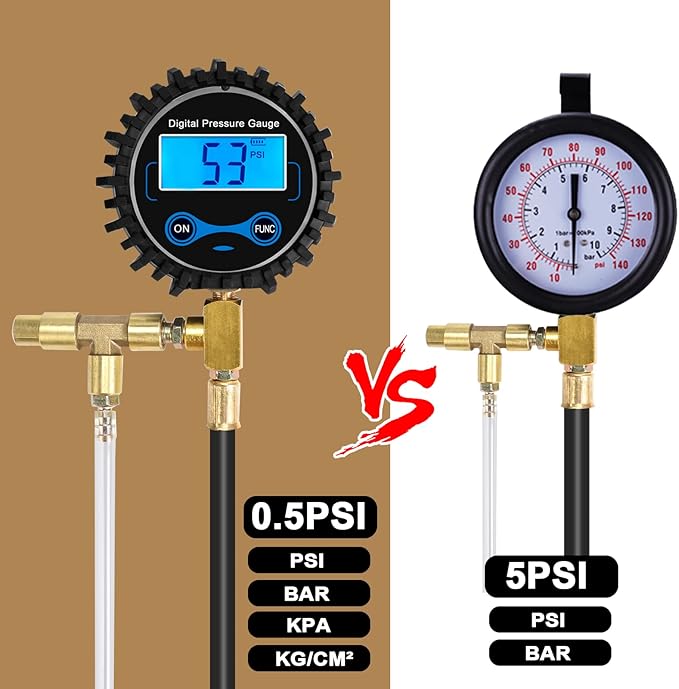 BETOOLL Digital Fuel Injection Pressure Tester Kit - Fuel Pressure Gauge 0-300 PSI for Petrol Engine Fuel Pressure Test Kit Automotive Test Tool Kit